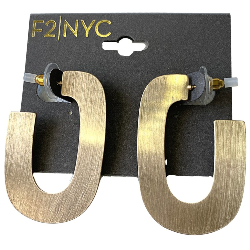 F2|NYC Bold Gold Brass Oval Earrings